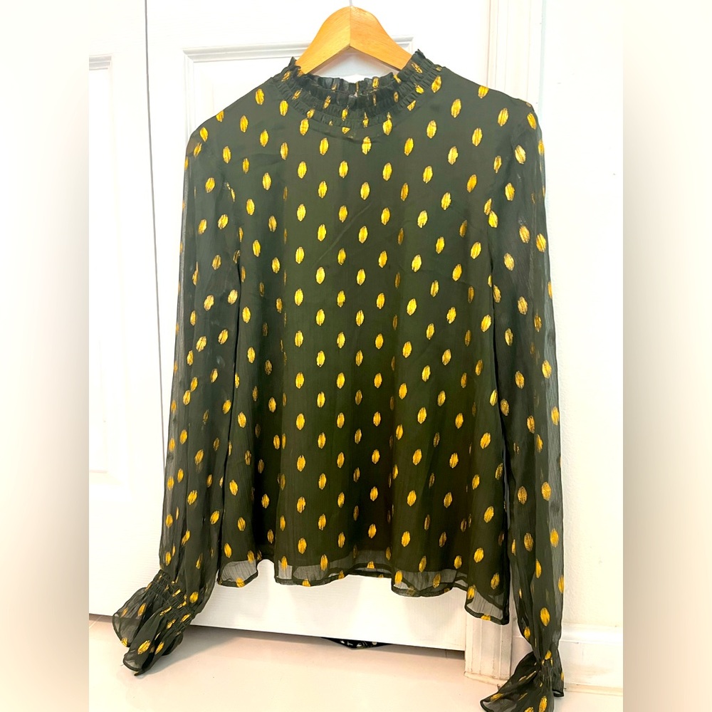 Olive green with gold specs lined boat neck top